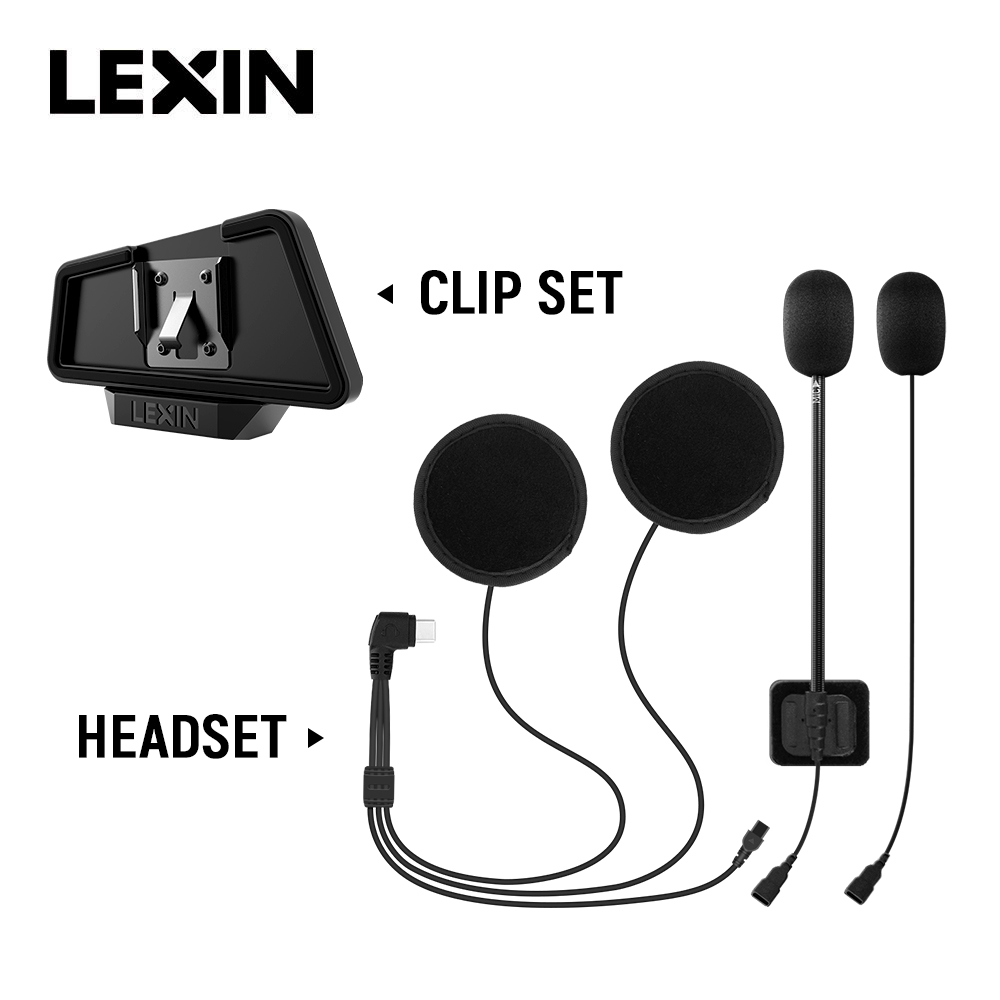 Full Face Motorcycle Helmet With Bluetooth - LEXIN LX-B4FM-X Set Headset & Klip