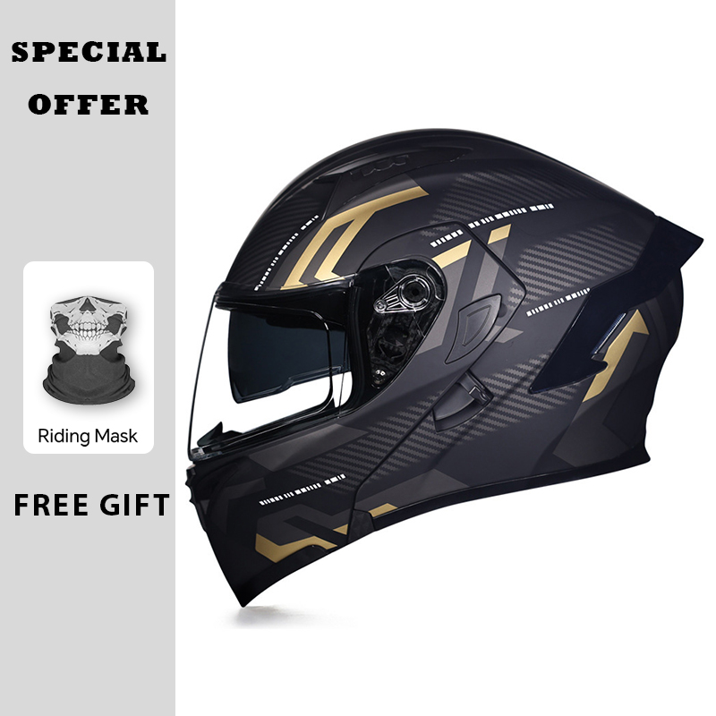 Dual Visor Motorcycle Racing Helmet - Helm Sepeda Motor Lipat DOT Approved