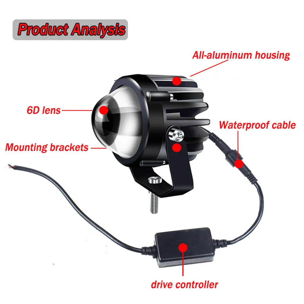 Lampu Laser proyektor sepeda m - Universal Motorcycle Led Headlight Projector ulasan dan harga
