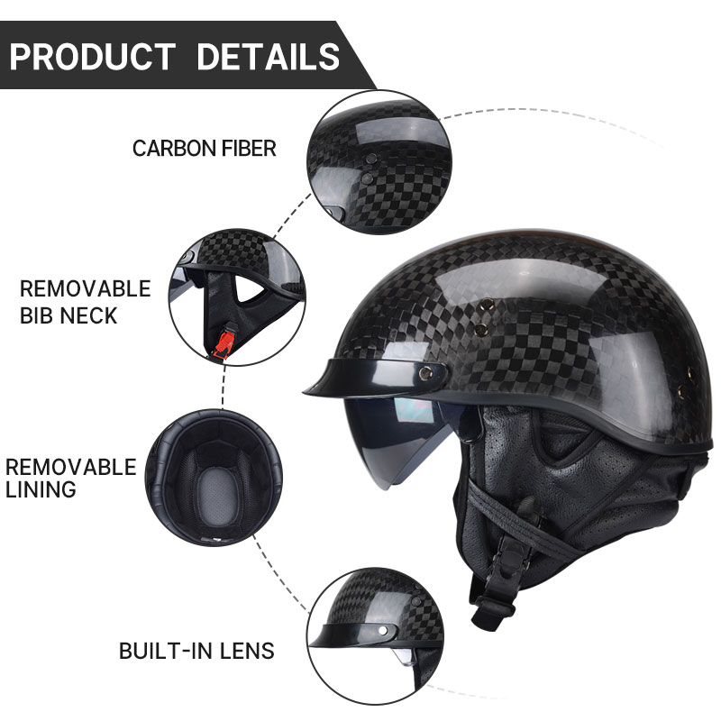 Helm Setengah Wajah Sepeda Mot - Carbon Fiber Lightweight Motorcycle Helmet ulasan dan harga