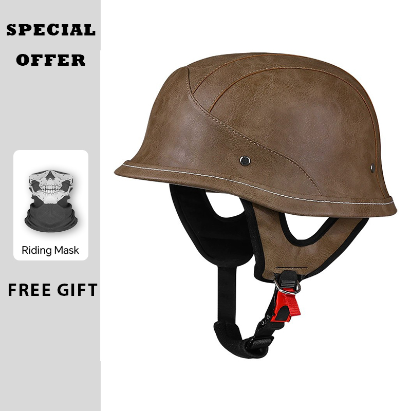 Helm Sepeda Motor Kulit Seteng - Vintage Open Face Retro Helmet ulasan dan harga