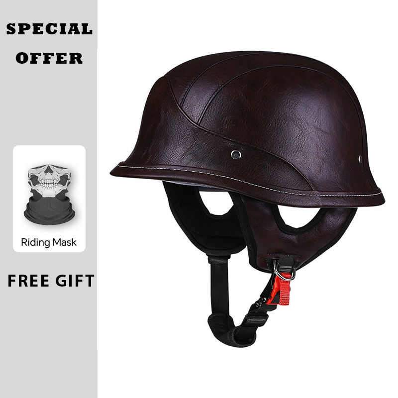 Helm Sepeda Motor Kulit Seteng - Vintage Open Face Retro Helmet ulasan dan harga
