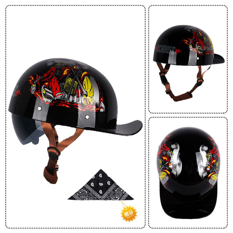 Uchoose topi bisbol sepeda mot - Vintage Open Face Retro Helmet ulasan dan harga