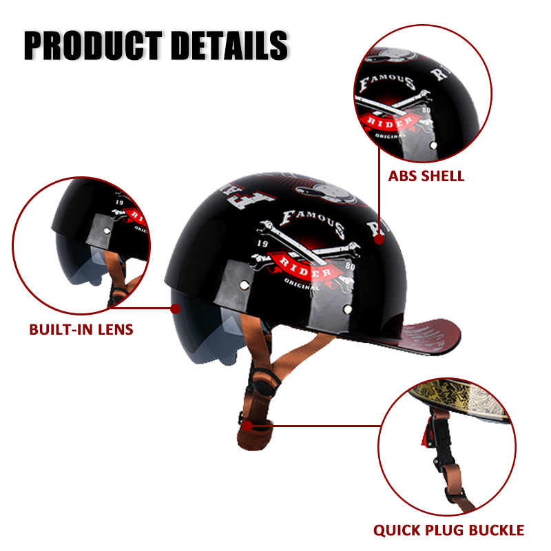 Uchoose topi bisbol sepeda mot - Vintage Open Face Retro Helmet ulasan dan harga