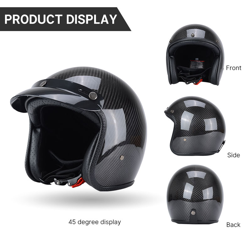 Helm motor wajah terbuka Gloss - Carbon Fiber Lightweight Motorcycle Helmet ulasan dan harga
