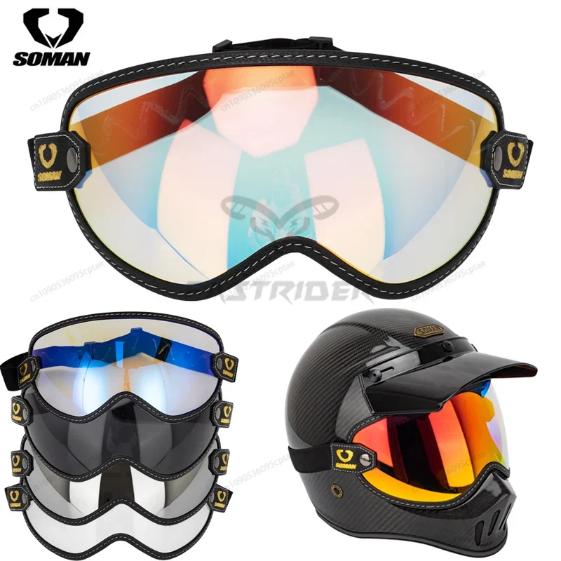 Kacamata Motor Vintage SOMAN,  - Vintage Open Face Retro Helmet ulasan dan harga